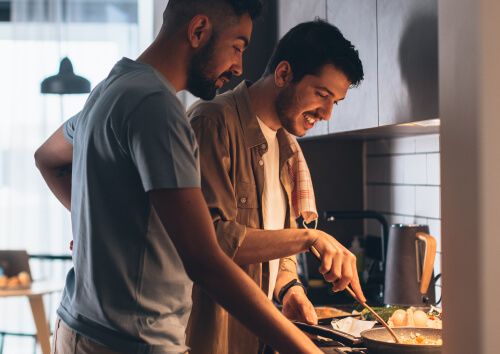 Couple cooking